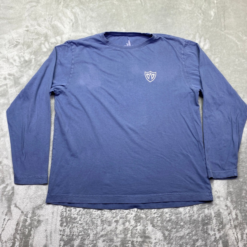 johnnie-O Men's Long Sleeve Crewneck Shirt in Navy Blue with White Logo